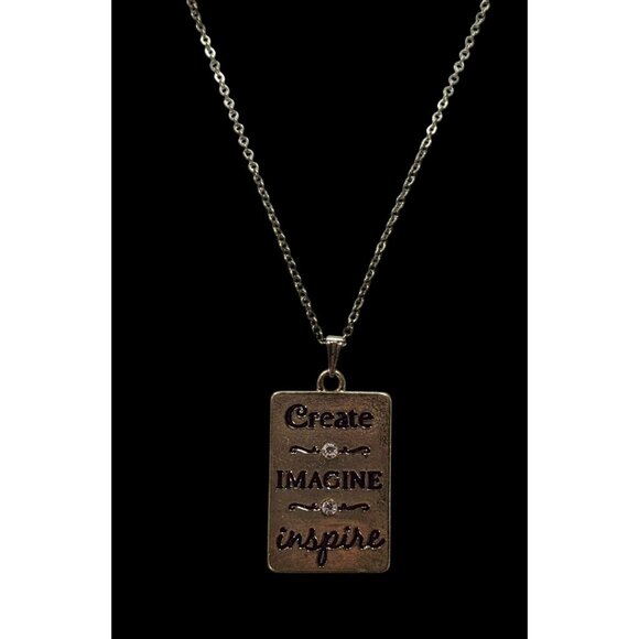 Create Imagine Inspire Gold Tone Necklace With Purple Enamel And Rhinestones - Picture 2 of 5